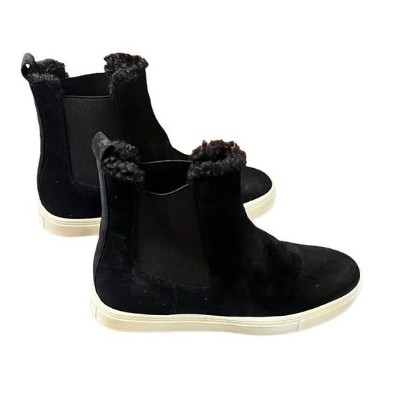 VINCE Norman 2 Suede & Faux Fur-Lined Boots in Black NWOB Size 7 1/2 - Picture 4 of 8